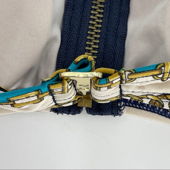 MICHAEL Michael Kors Women's Striped Chain Zip Front Bandeau Bikini Top Size S - Picture 6 of 8